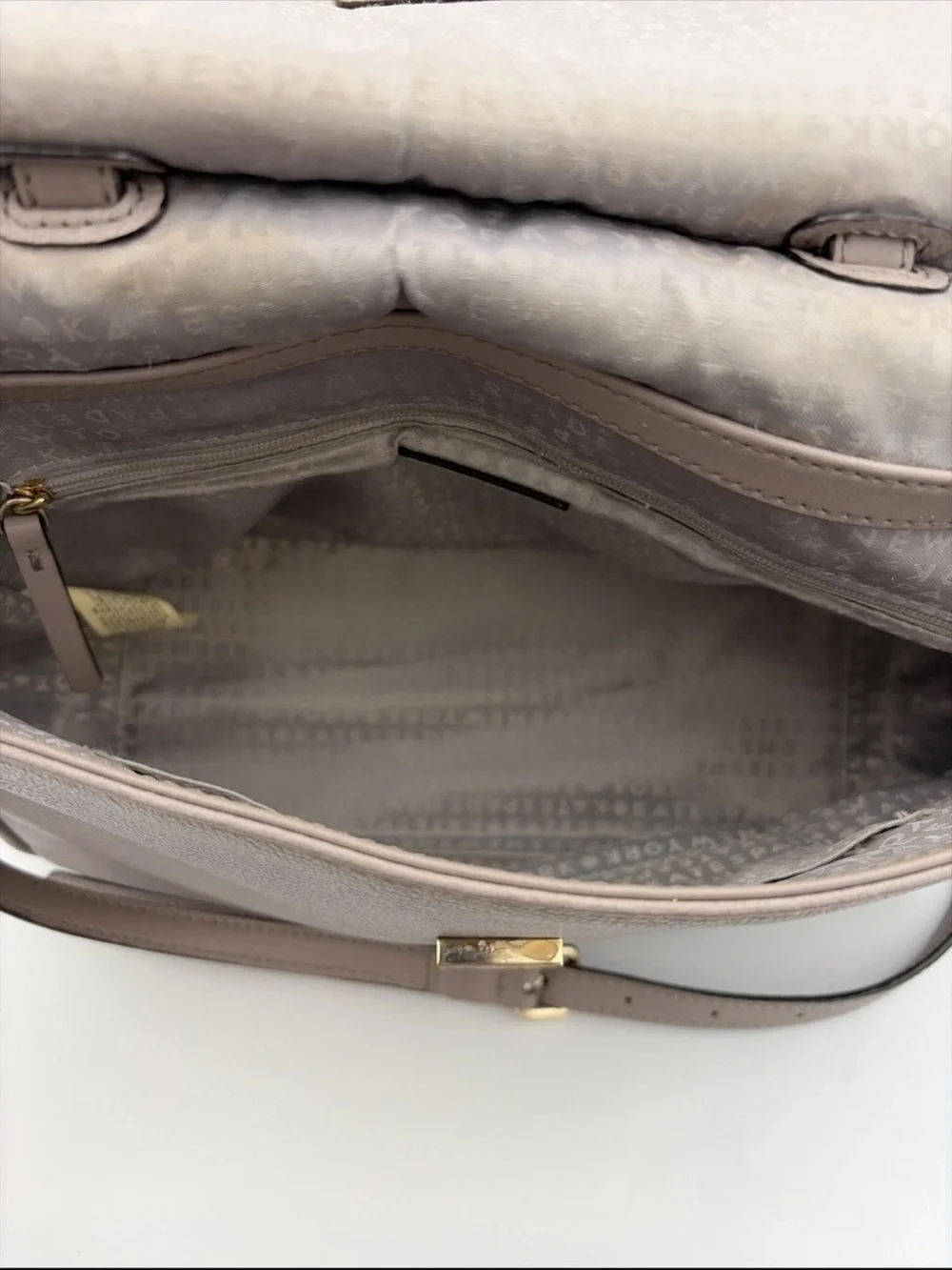 kate spade Rea Robinson Lane Taupe pebbled Leather Satchel with Gold Hardware